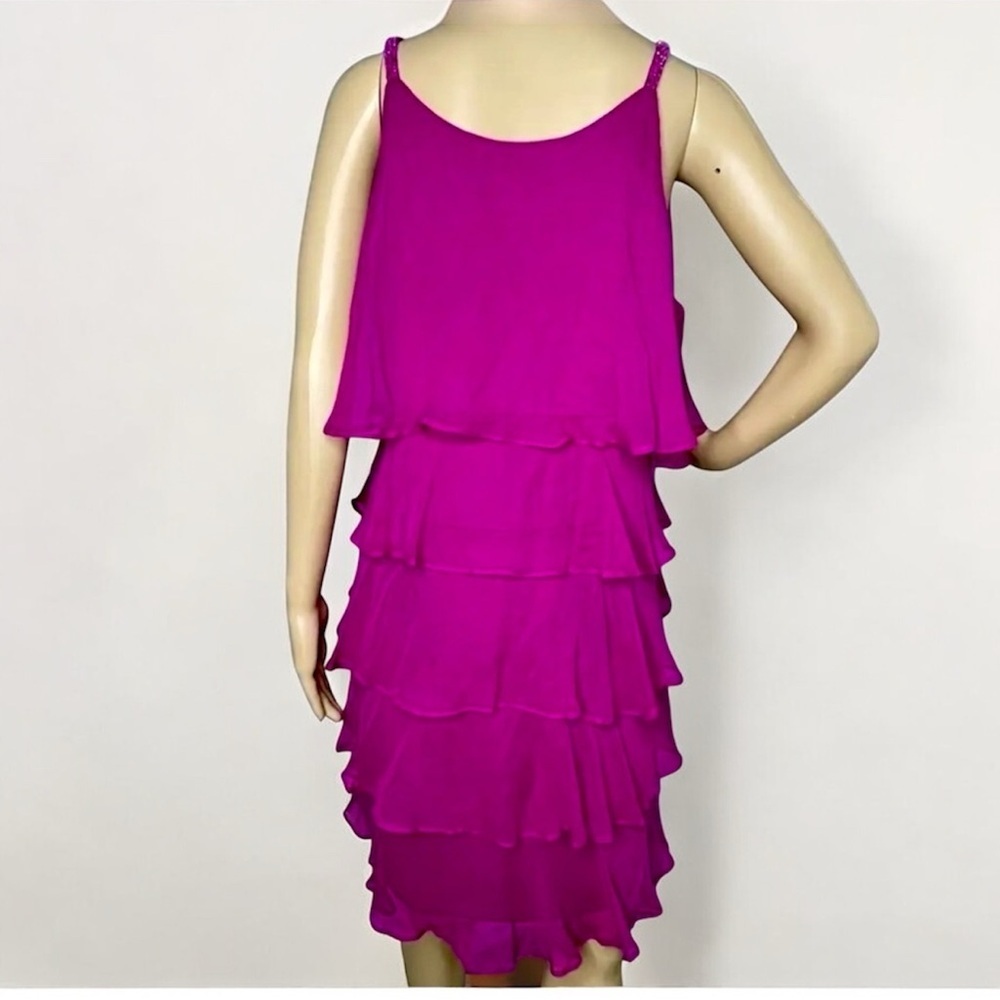 NWT Fuchsia Silk Cocktail Dress Beaded Size 6 Homecoming Dress Semiformal Mini
